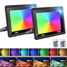 2x LED Flood Lights RGB Colour Changing Floodlight Outdoor Security Garden Lamp#