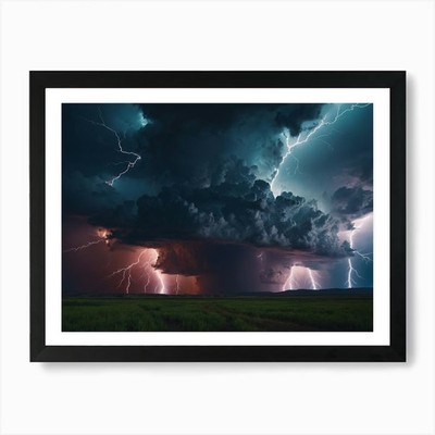 Lightning In The Sky 13 Art Print Framed Wall Art Poster Canvas Print Picture