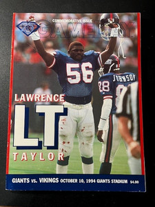 Lawrence Taylor Commemorative Issue, NY Giants Game Day. October 10, 1994