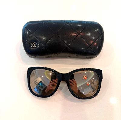 Chanel Black Sunglasses w/ 18K Gold Mirror Lenses – Rare Luxury