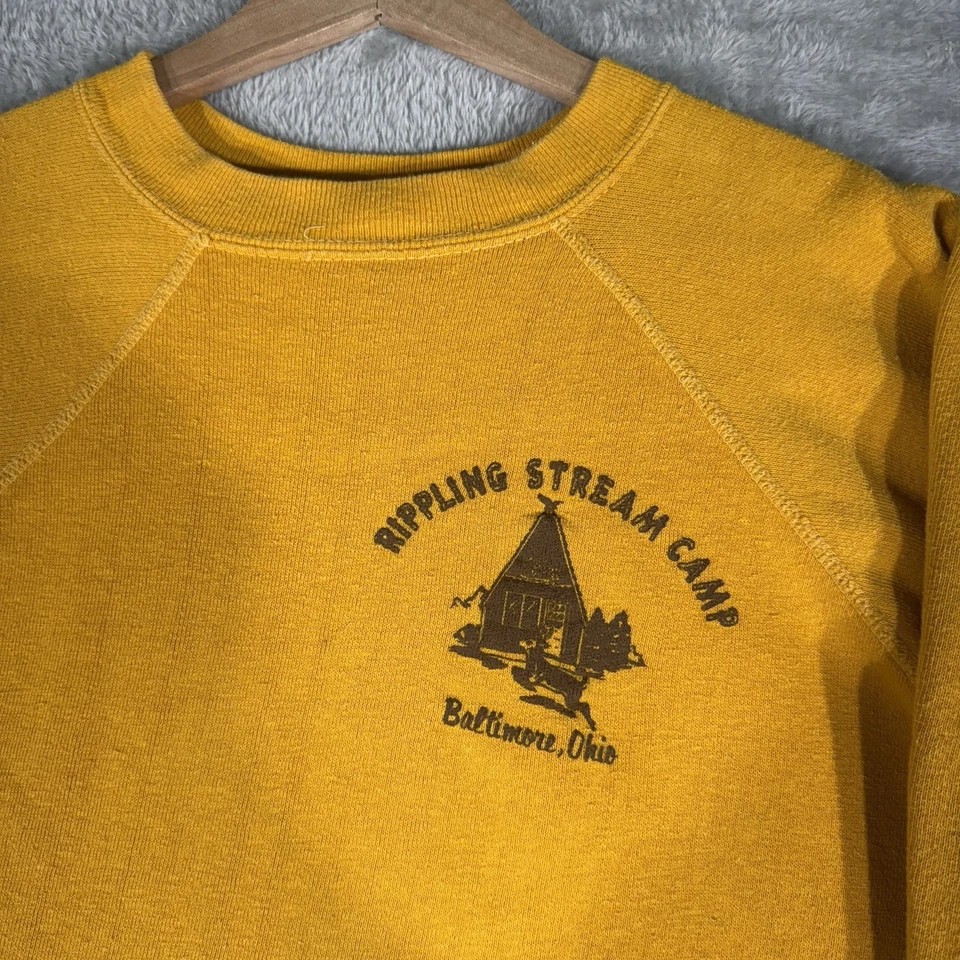 Sudadera De Colección Rippling Stream Camp Para Hombre XL (SE ADAPTA A S) Amarilla Años 60 Chev Craft Ohio Foto 3 de 4