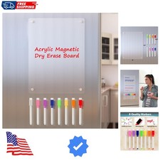 Acrylic Magnetic Dry Erase Board for Fridge, Clear Whiteboard for Refrigerato...