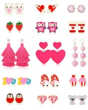 15 Pairs Hypoallergenic Valentine's Day Themed Earrings Set for Women Teen Girls