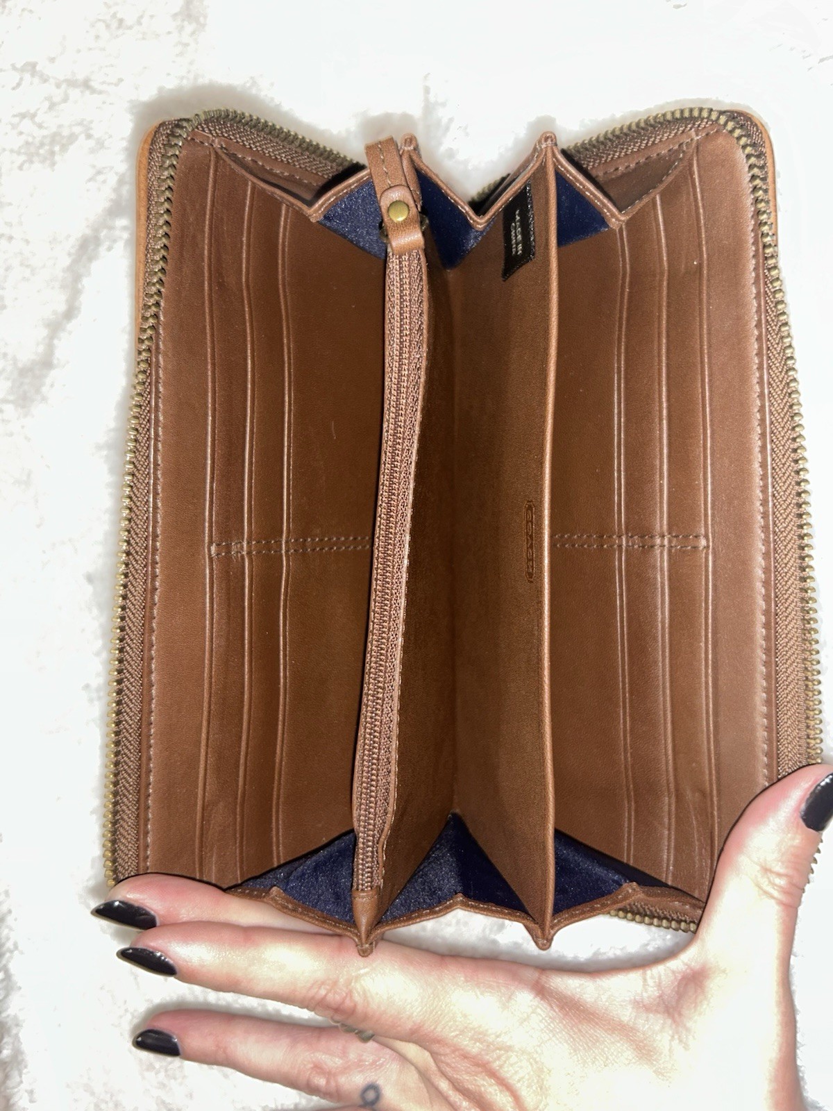 Coach Indigo Denim Patchwork Large Accordion Zip … - image 7