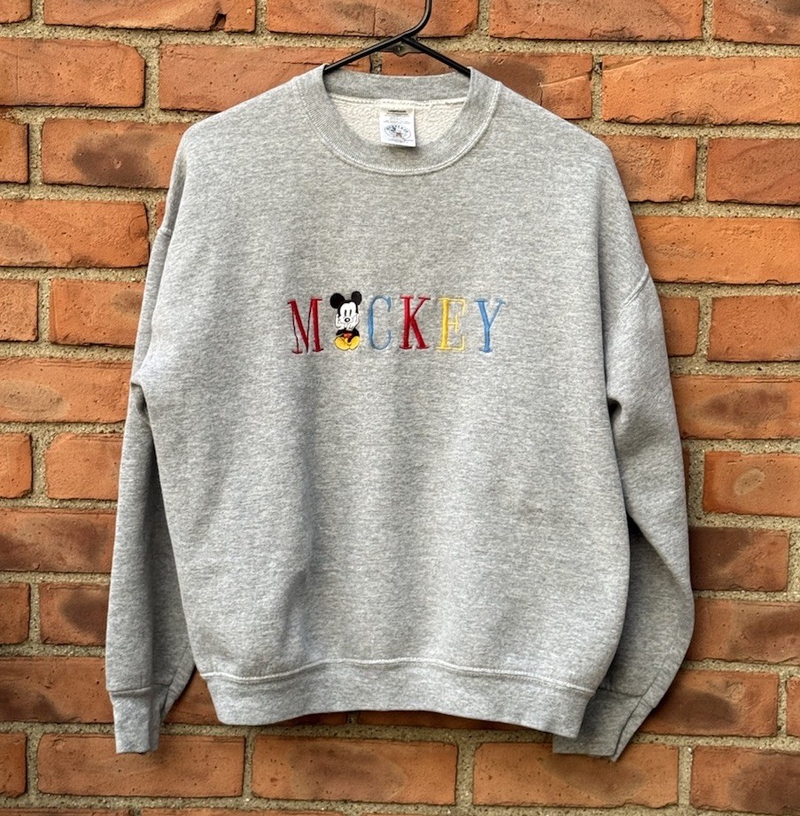 VTG 90s Disney Mickey & Co Mickey Mouse Sweatshirt Sz L Gray Embroidered USA