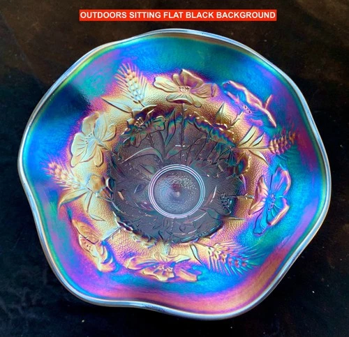 NORTHWOOD AMETHYST CARNIVAL GLASS “HARVEST POPPY” COMPOTE – VERY NICE!