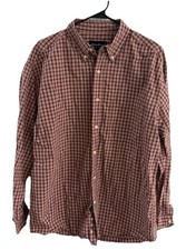 Eddie Bauer Mens Button Down Shirt Size Medium Red Plaid Long Sleeve Cotton