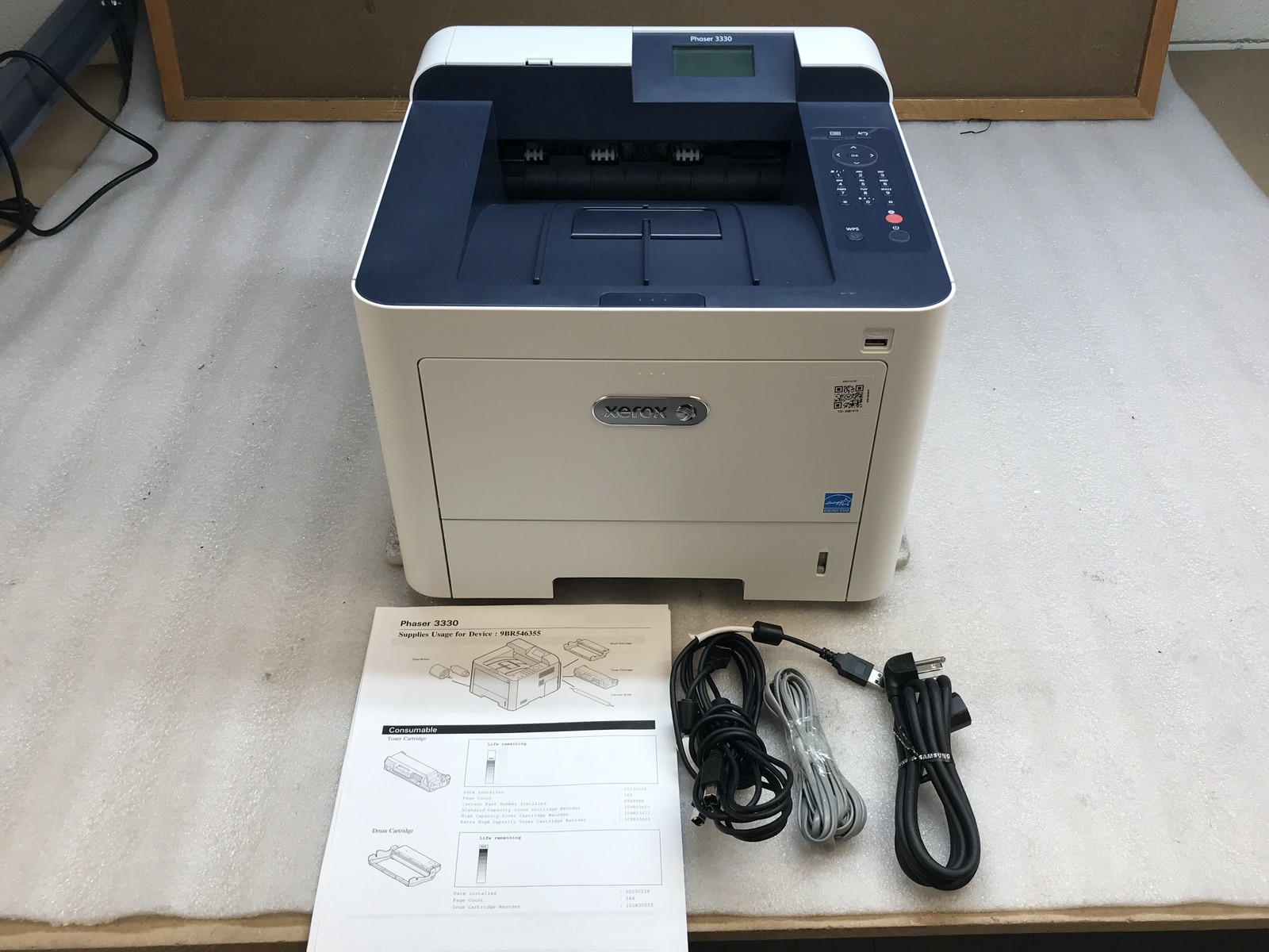 Xerox Phaser 3330 Wireless Monochrome Duplex Laser Printer with 558 Pgs TESTED