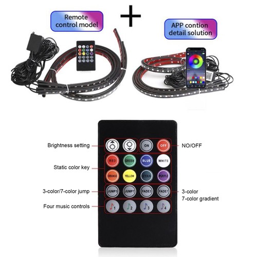 4X LED Chassis Light Modified W/ Fantasy Ambient Light APP+Remote 60cm*2+90cm*2. - Picture 8 of 9