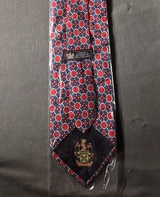 Vintage Paolo Gucci Designer Silk Tie Red Blue Floral Abstract Paisley Geometric