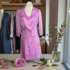 Kasper Lilac Purple Metallic Formal Skirt Suit Tiered Skirt  Size 10