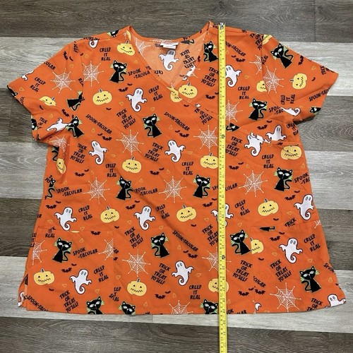 Lot 2 Scrub Tops Women’s Sz 3XL Scrubstar Halloween Theme & Dark Purple VGC - Picture 3 of 12