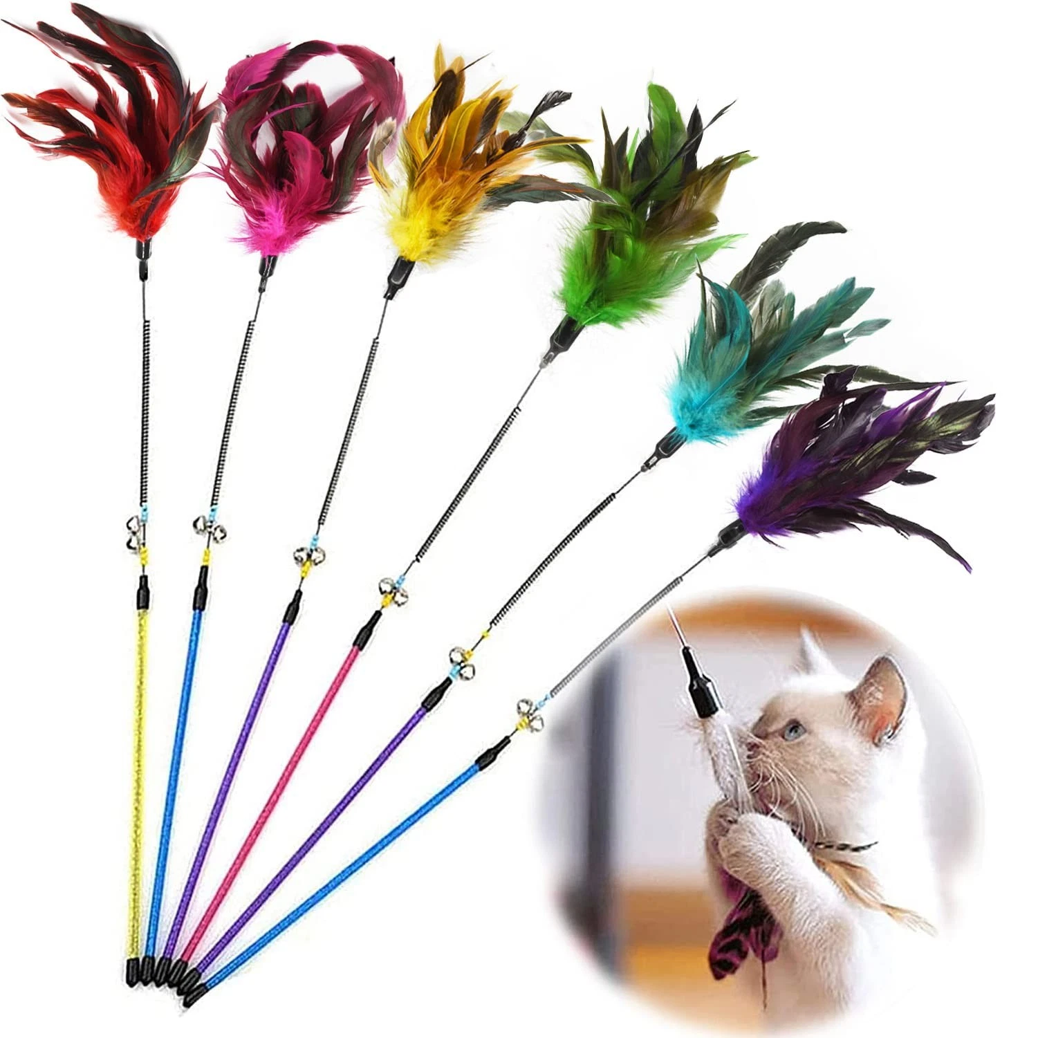 Cat Toy Set, Cat Fishing Rod with Feather, Interactive Play Balls for Little Ones...