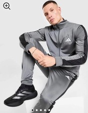 Image of Adidas Men’s Poly Panel Tracksuit Size Large Grey BNWT RRP £55