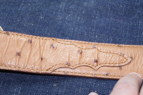 Leather belt tan with silversmith belt buckle size 36 made in USA vintage - Picture 10 of 11