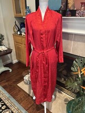 VTG Glamour Inner Most Long Kimono Robe Red Satin Womens Large