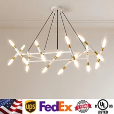 41" Chandelier White 20 Lights Linear Ceiling Light Modern Pendant Lamp Fixtures