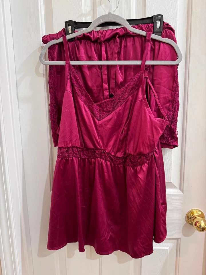 Torrid Dream Satin Babydoll Lace Sleep Tank Pajama Set Size 2 - Image 2 of 4