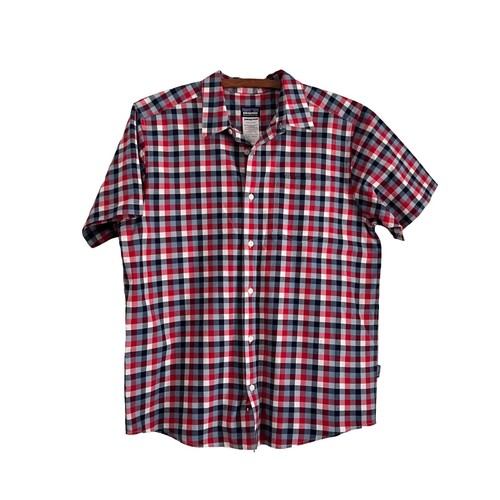 Patagonia XL Organic Cotton LS Check Gingham Casual Shirt Blue Red