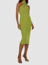  320 Misha Women Green Nicolette Draped Sash Halter Jersey Sheath Dress Size 6