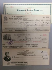 4 Checks from Virginia  1900-1932 Free Shipping 