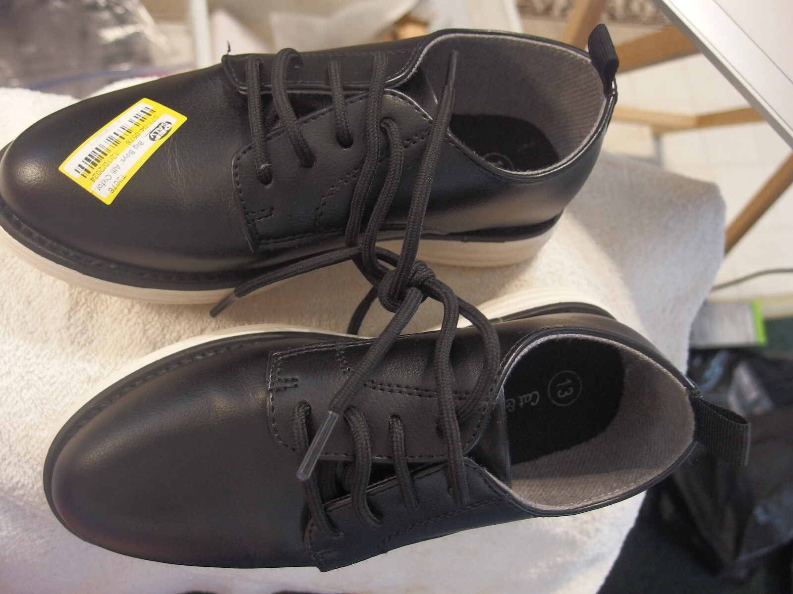 13 size YOUTH BOYS CAT & JACK LACE-UP CASUAL CLASSY DRESS SHoes oxford New black