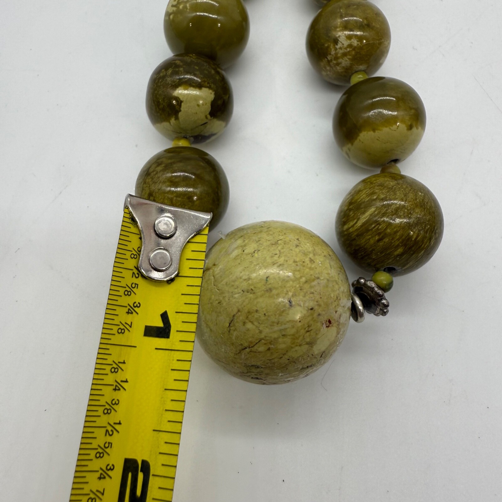 Large Marble Beaded Statement Necklace Green Ster… - image 2