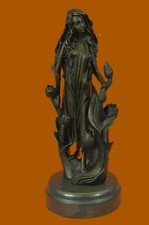 Signed J. Mavchi bronze statue girl w/flower deco dancer sculpture Hot Cast Sale