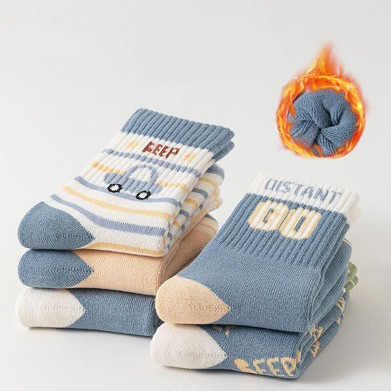 5 Pairs Toddler Kids Thicken Winter Warm Wool Thermal Casual Socks For Boys Girl - Image 3 of 4