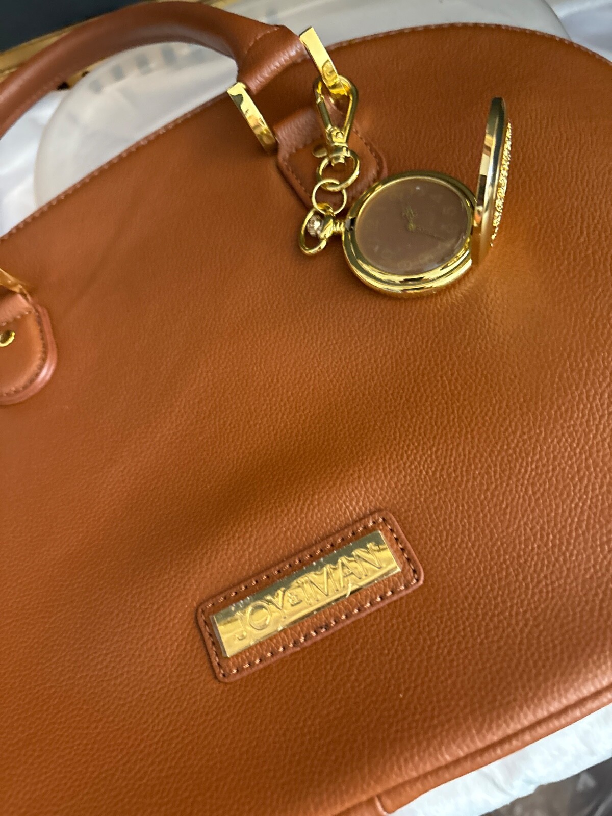 Leather Handbags Joy And Iman Purse With Watch NWOT Joy Iman Gray