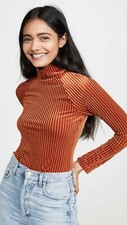 Only Hearts Velour Turtleneck Thong Bodysuit in Amber NWT Small
