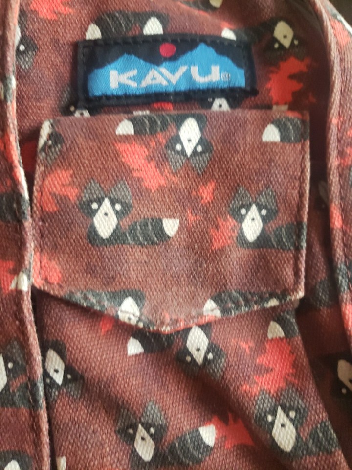 Kavu Rope Sling Crossbody Bag Raccoon Print MultiPockets Hike Travel