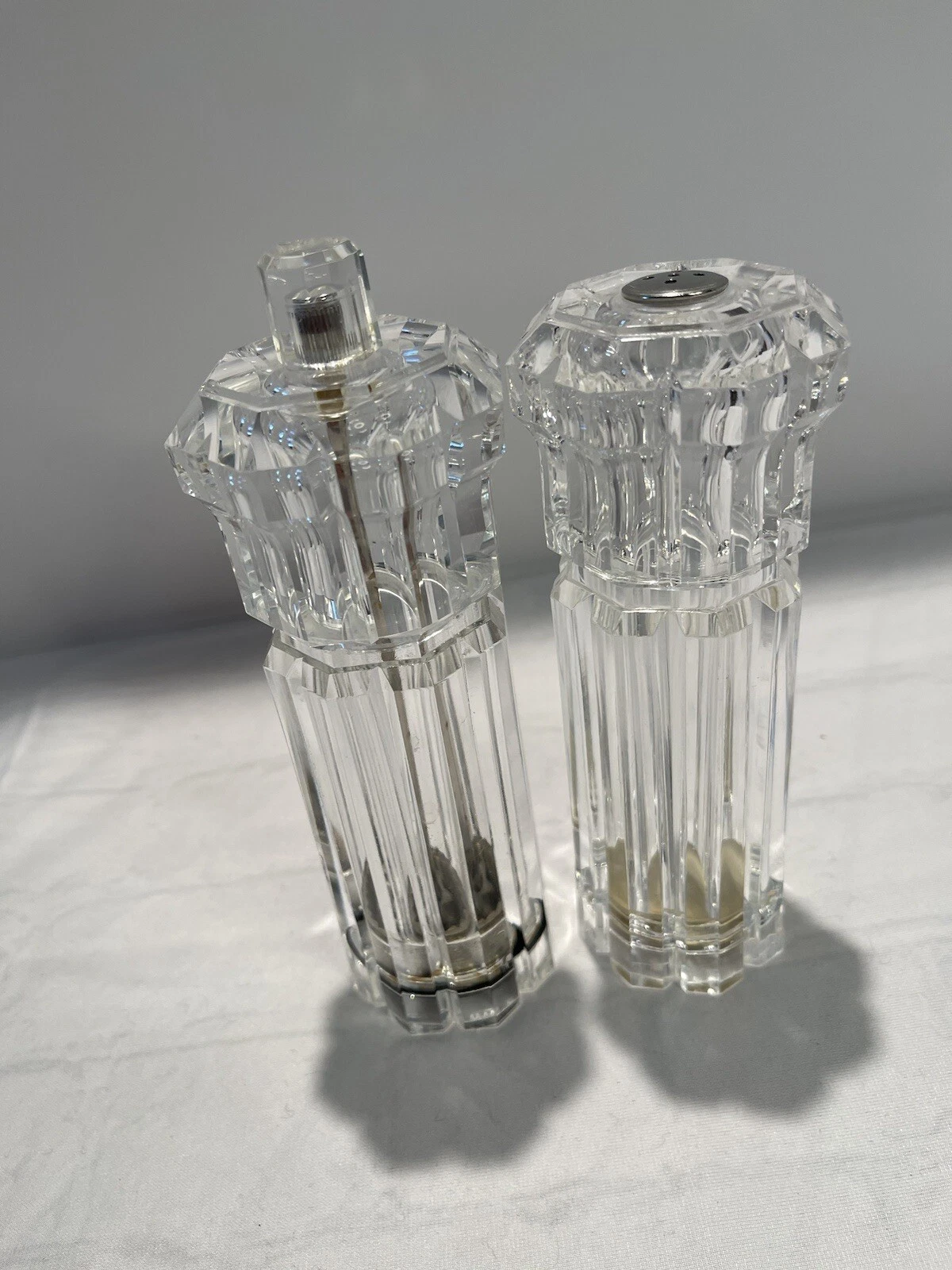 Olde Thompson Salt Pepper Grinder Set 7.25" Clear Acrylic USA Mill Pair
