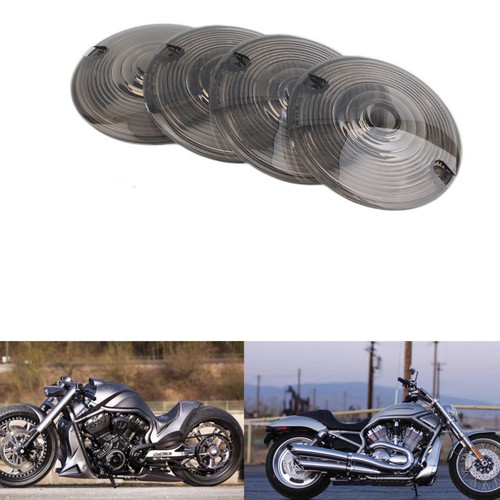 NTHREEAUTO Turn Signal Lights Lens Covers Smoked Compatible with Harley Touring Electra Glide Road King Softail