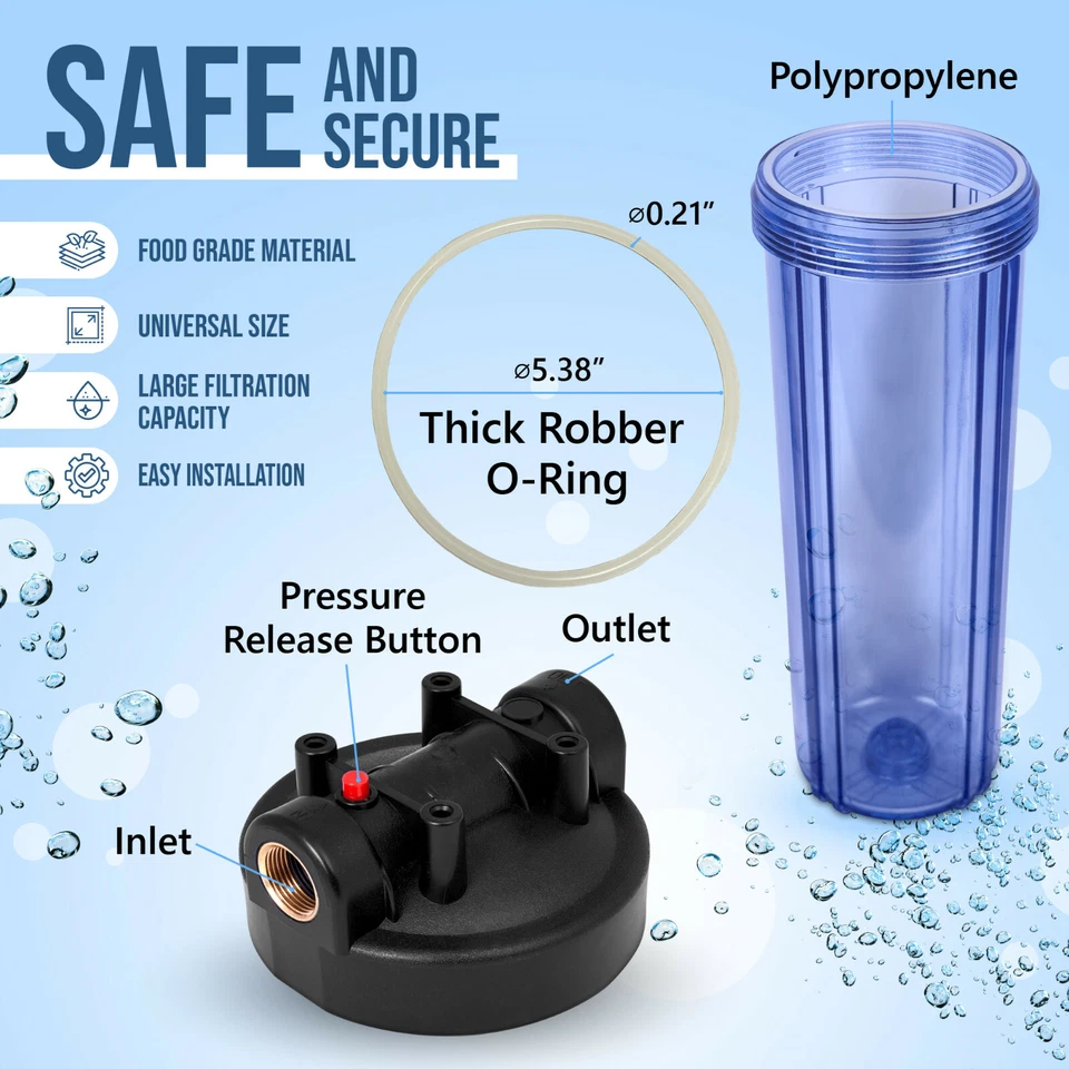 High Capacity Transparent Whole House Water Filter System & Block Carbon Filter - Image 2 of 4