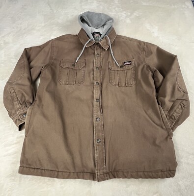 Dickies Jacket Duck Canvas Quilted Lined Work Barn Chore Coat Hood