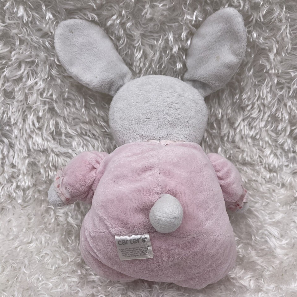 Carters Bunny Rabbit Shabby Roses Pink Plush Rattle Soft Toy 9