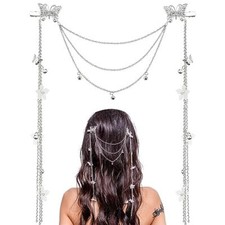 DonLeeving 2 PACK Silver Wedding Butterfly Flower Headband Boho Head chain