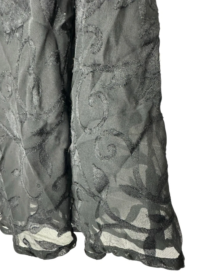 VTG Y2K Crushed Velvet Burnout Sequin Beads Whimsigoth Fairy Midi Black Skirt S - Image 3 of 4