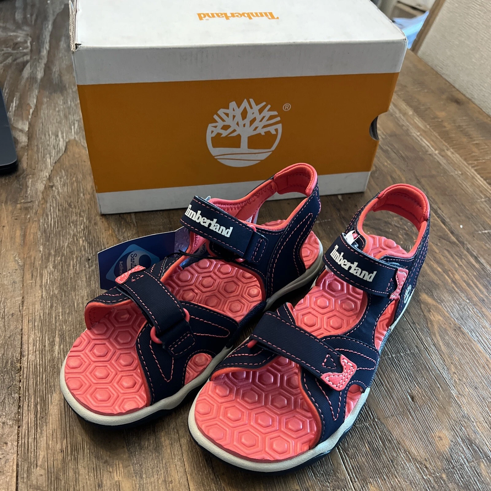 Timberland Junior Adventure Seeker Strap Sandal Size 2 Youth Navy Pink