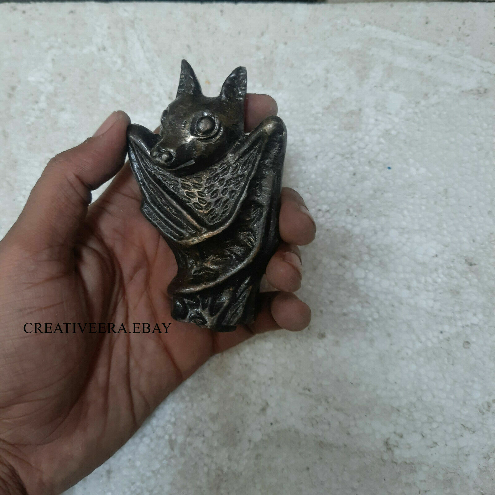 ANTIQUE SOLID WORKING BAT HEAD HANDLE WALKING STI… - image 1