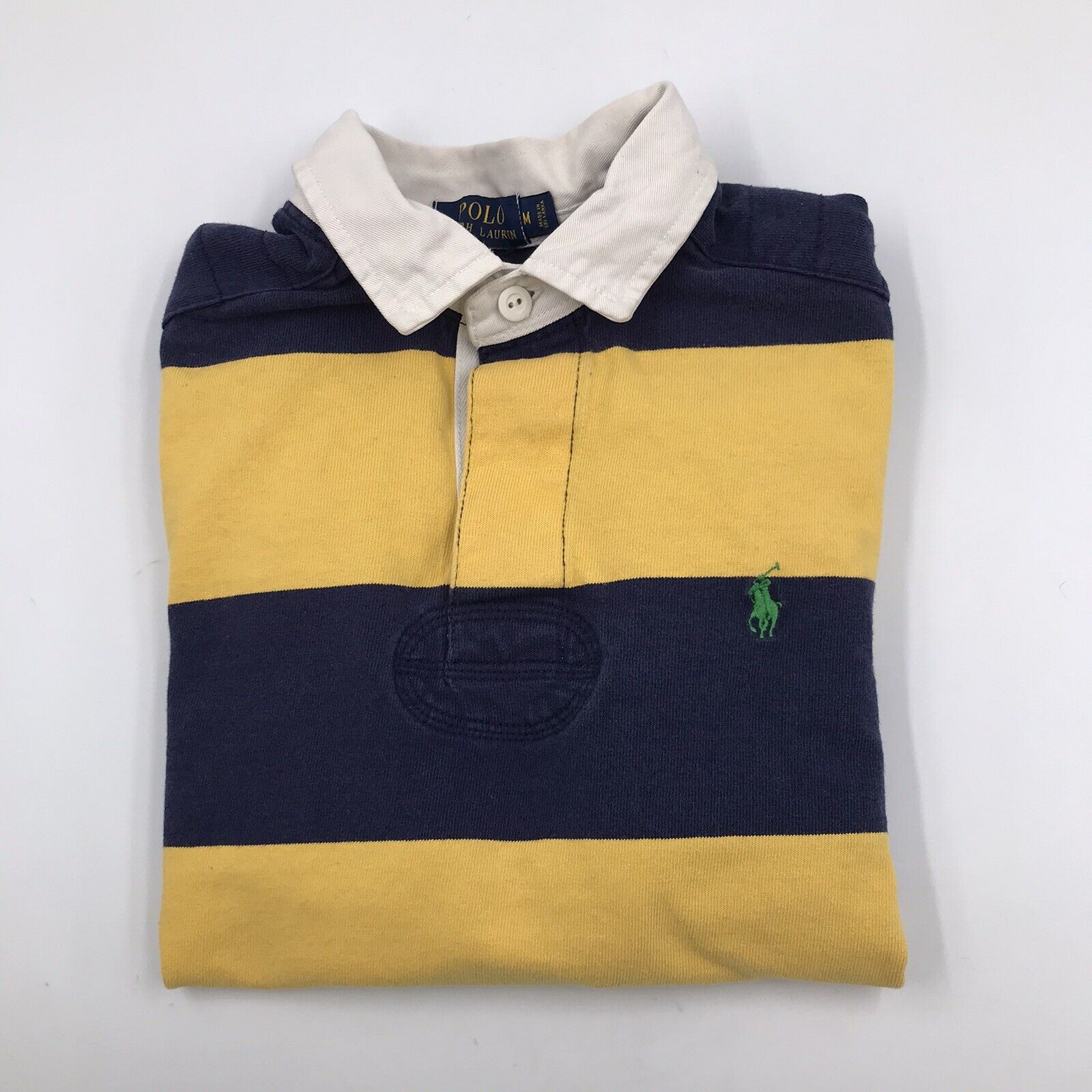 Vintage 90's Ralph Lauren White Blue Stripe RL Polo Club 1967 Logo Rugby  Shirt 3xb 