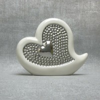Formano Deko Herz Weiß Silber Keramik Hochzeit Geschenk
