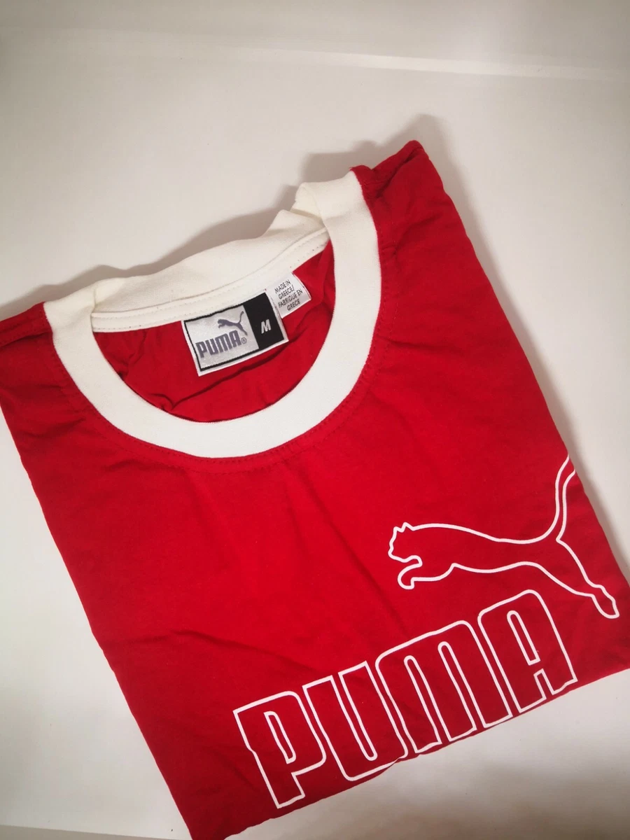 PUMA Vintage Retro Big Logo T-Shirt Red/White 100 Cotton Greece Size M,L  NWOT | eBay