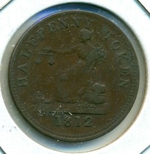 1812 LOWER CANADA HALF PENNY TOKEN,  FINE, GREAT PRICE!
