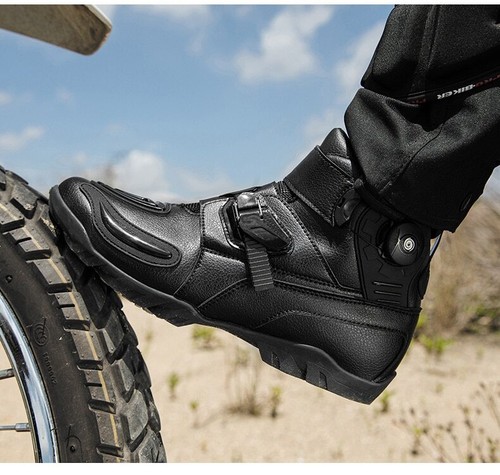 Men Motorcycle Boots Motocross Off-Road Racing Motorbike Riding Shoes Black - Picture 15 of 26