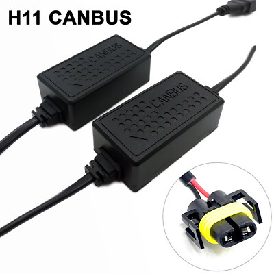 2X LED H11 Headlight Canbus Error Free Anti Flicker Resistor Canceller Decoder