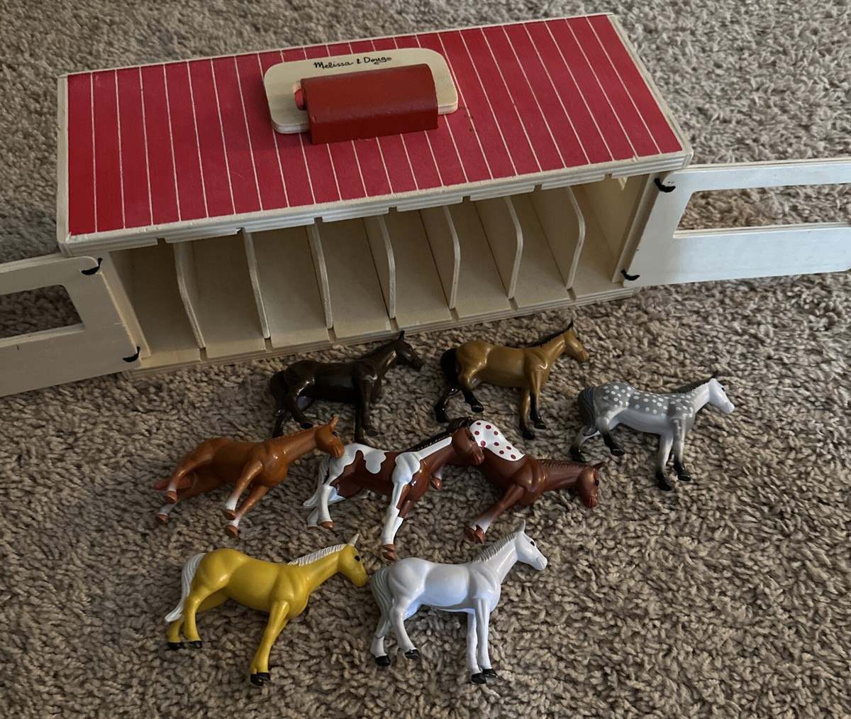 Melissa Doug Take Along Show Horse Stable Play Set Includes Horses