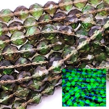 10mm Bicolor Uranium Glass Beads Purple Green Czech Fire Polished 10pcs