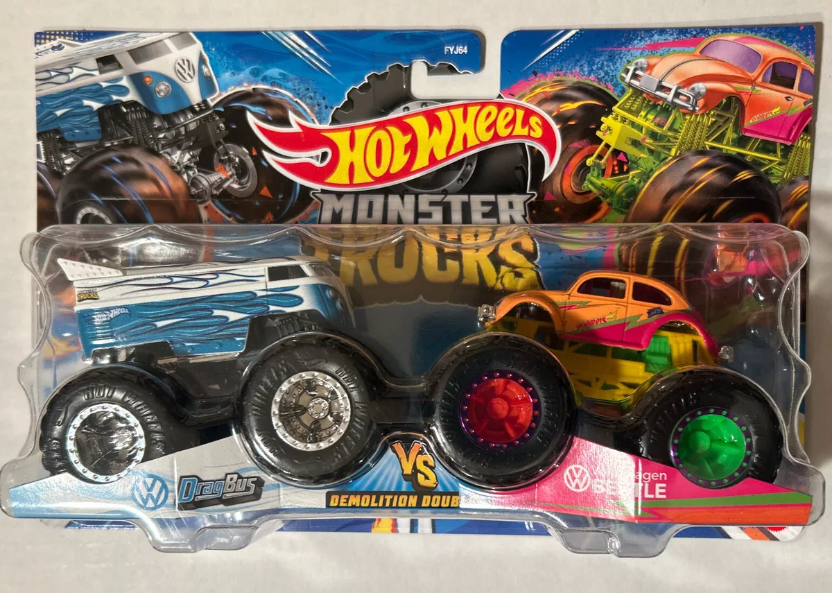 Hot Wheels Monster Trucks Demolition Doubles Drag Bus vs